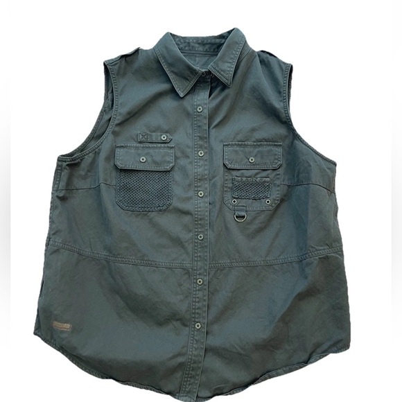 Lauren Ralph Lauren olive green ladies military style snap up vest shirt size M - Picture 8 of 12